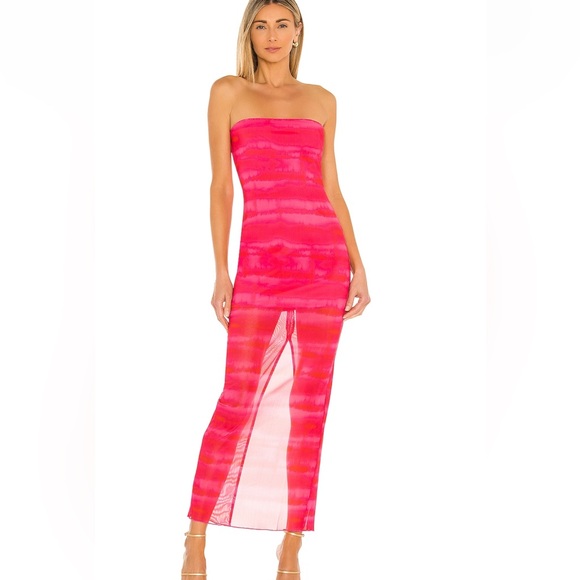 h:ours Rios Maxi Dress in Strawberry Tie Dye - Picture 4 of 11